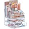 Chloe Stackable Clear Makeup Holder with Double Organizer Drawer Set - Ideal for Organizing Cosmetics and Beauty Supplies, Made in the USA